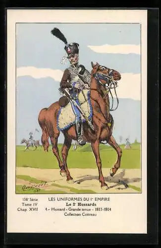 Künstler-AK Le 2° Hussards, Hussard, grande tenue, 1803-04