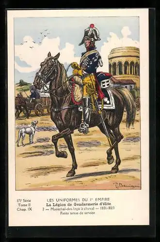 Künstler-AK La Légion de Gendarmerie d`élite, Maréchal-des-logis à cheval 1801-03