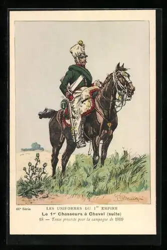 Künstler-AK Le 1er Chasseurs à Cheval, Tenue prescrite pour la campagne de 1809