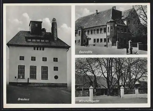 AK Steppach / Augsburg, Brauerei von J. Fuchs, Gasthaus und Wirtschaftgarten
