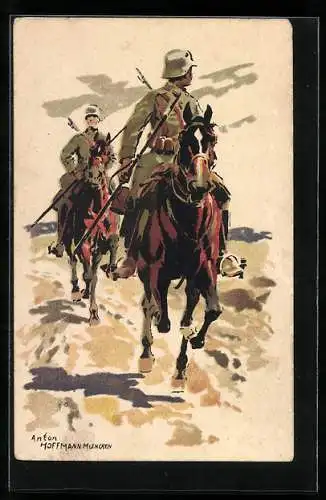 Künstler-AK Anton Hoffmann - München: Deutsche Kavallerie, Patrouillenritt