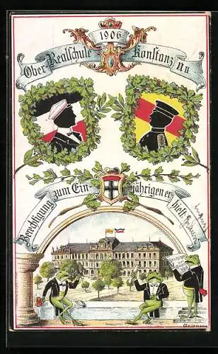 AK Konstanz, Einjährige Absolvia der Ober-Realschule 1906, Vermenschlichte Frösche