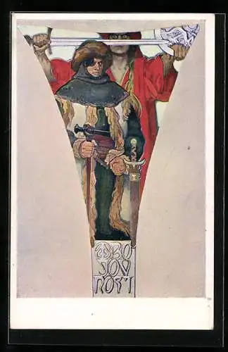 Künstler-AK Alphonse Mucha: Bojovnost, Combattivité, Orientalische Kämpfer