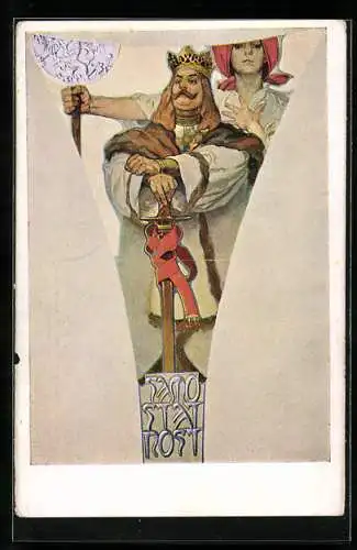 Künstler-AK Alphonse Mucha: L`Independence, Unabhänigkeit