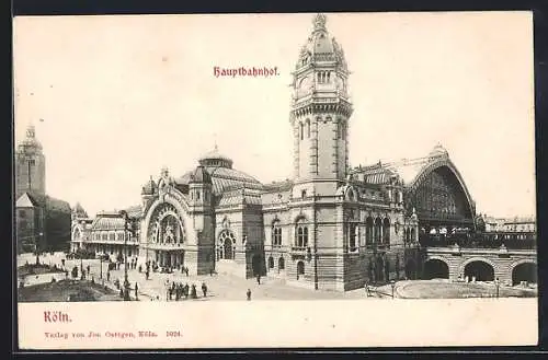 AK Köln, Hauptbahnhof im Sonnenschein