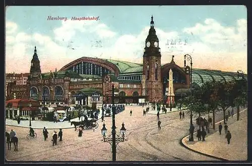 AK Hamburg-St.Georg, Hauptbahnhof mit Passanten