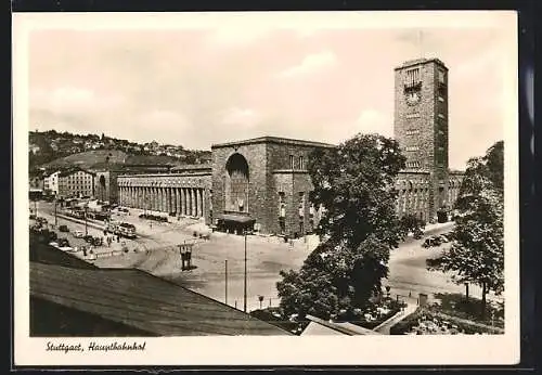 AK Stuttgart, Hauptbahnhof im Sonnenlicht