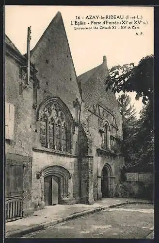 AK Azay-le-Rideau, L`Eglise, Porte d`Entrée