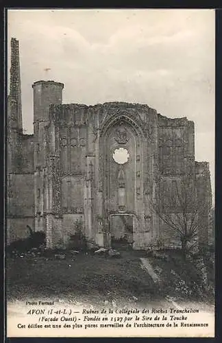 AK Avon /Indre-et-Loire, Ruines de la Collégiale des Roches Tranchelion