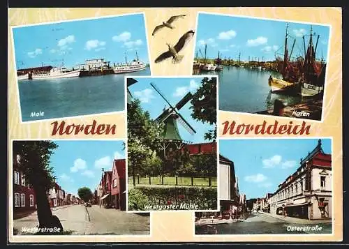 AK Norden-Norddeich, Mole, Osterstrasse, Hafen