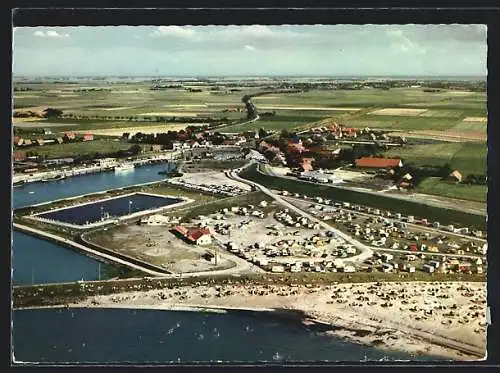 AK Bensersiel /Nordsee, Fliegeraufnahme mit Campingplatz