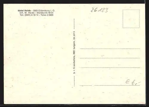 AK Oldenburg i. O., Hotel Heide, Melkbrink 49-51