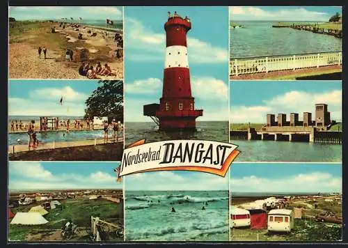 AK Dangast /Nordsee, Campingplatz, Leuchtturm, Siel