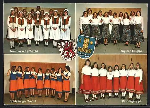 AK Schleswig, Volkstanzgruppe, Pommersche Tracht, Schleswiger Tracht, Square Gruppe, Kindergruppe