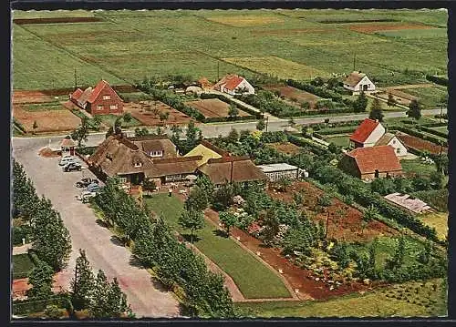 AK Wiesmoor, Gasthaus Blauer Fasan, Inh. W. Linne vom Flugzeug aus