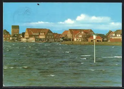 AK Baltrum /Nordsee, Ortsansicht bei Sturmflut