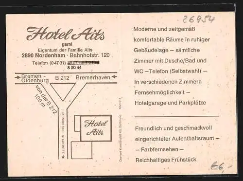 AK Nordenham, Hotel Aits garni, Bes. Familie Aits, Bahnhofstr. 120