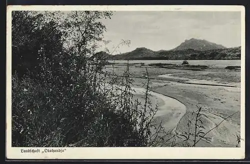 AK Okahandja / Deutsch-Südwest-Afrika, Flusslandschaft in der Nähe der Ortschaft