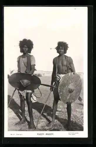 AK Sudan, Fuzzy-Wuzzy, Krieger mit Schild und Hiebwaffen