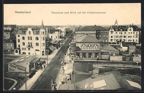 AK Westerland, Panorama mit Blick auf die Friedrichstrasse