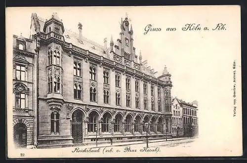 AK Köln a. Rh., Reichsbank, erbaut von Max Hasak