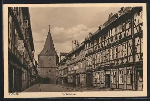 AK Goslar, Breitestrasse mit Gasthof zur goldenen Krone