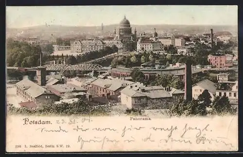 AK Potsdam, Panorama mit Schloss und Brücke