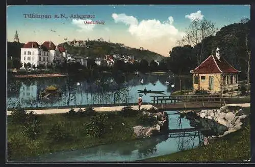 AK Tübingen a. N., Anlagensee mit Blick zum Oesterberg