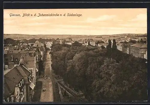 AK Giessen, Blick von der Johanniskirche nach der Südanlage