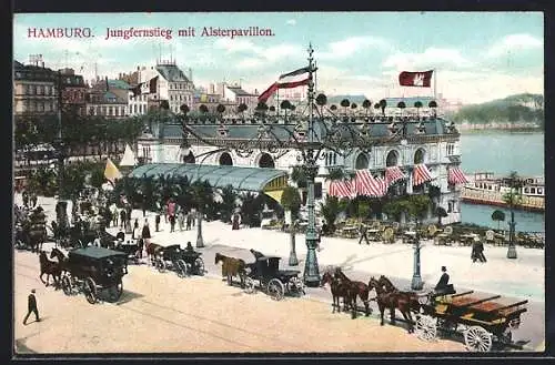 AK Hamburg-Neustadt, Jungfernstieg mit Alsterpavillon