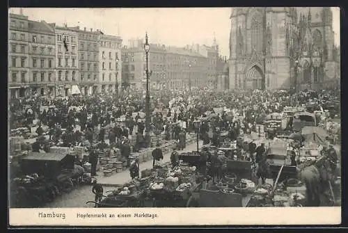 AK Hamburg, Hopfenmarkt an einem Markttage