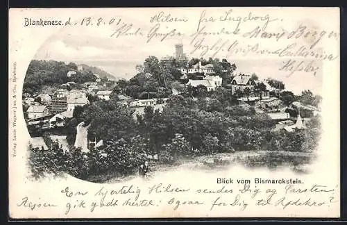 AK Hamburg-Blankenese, Blick vom Bismarckstein auf den Ort