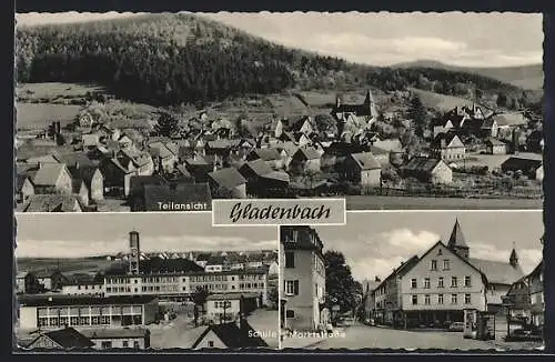 AK Gladenbach, Schule, Marktstrasse, Ortsansicht