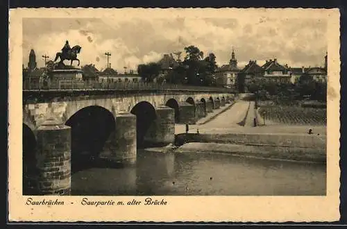 AK Saarbrücken, Saarpartie m. alter Brücke