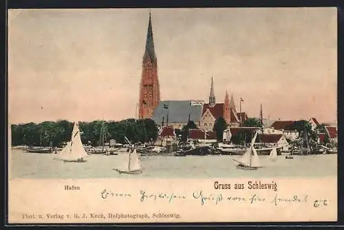 AK Schleswig, Hafen mit der Kirche