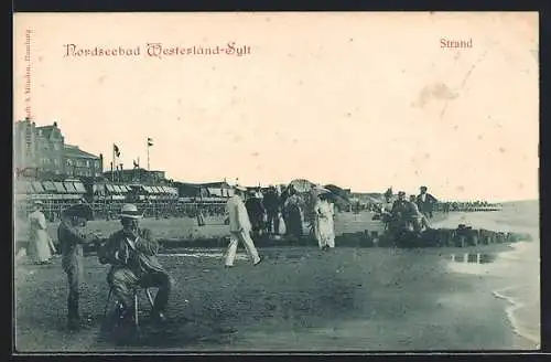 AK Westerland /Sylt, Belebte Partie am Strand