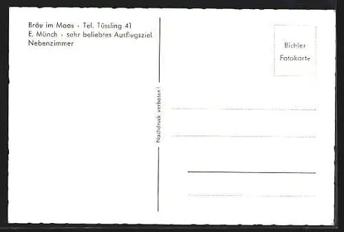 AK Tüssling, Gasthaus Bräu im Moos v. E. Münch, Nebenzimmer