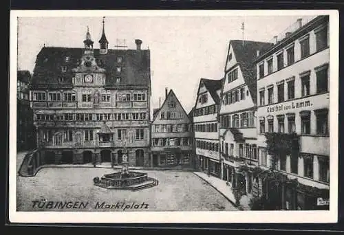 AK Tübingen, Gasthof zum Lamm am Marktplatz