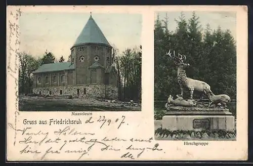 AK Friedrichsruh, Mausoleum und Hirschgruppe