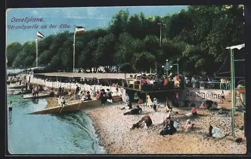 AK Hamburg-Övelgönne, Strandpartie an der Elbe