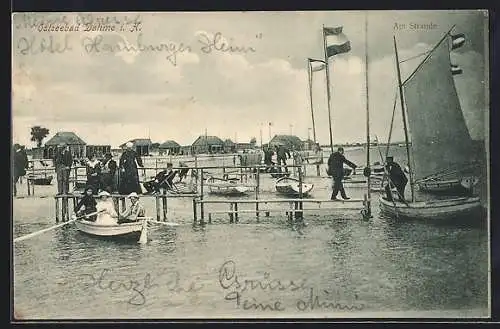 AK Dahme i. Holst., Ruderboote und Segelschiff am Strand
