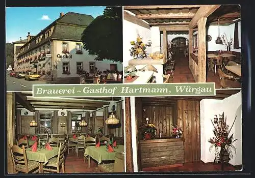 AK Schesslitz-Würgau, Brauerei und Gasthof Hartmann mit Innenansichten