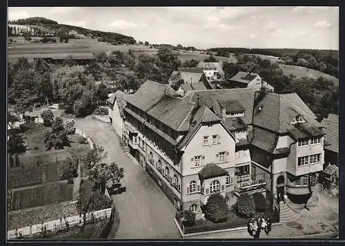 AK Waldkatzenbach im Hohen-Odenwald, Gasthof und Pension Adler aus der Vogelschau