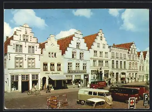 AK Friedrichstadt /Eider, Alte Giebelhäuser am Markt