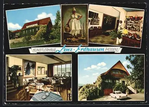 AK Erdhausen /Hessen, Das Gasthaus Künstlerhaus Lenz mit Innenansichten