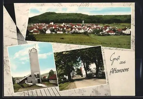 AK Altenvers, Kirche, Strassenpartie, Gesamtansicht