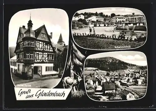 AK Gladenbach, Das Hotel Spies, Schwimmbad, Kirchberg