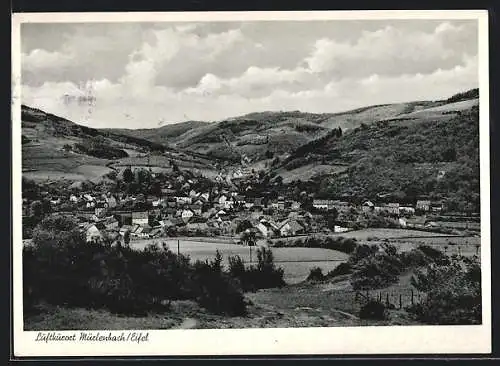 AK Mürlenbach /Eifel, Gesamtansicht gegen die Berge