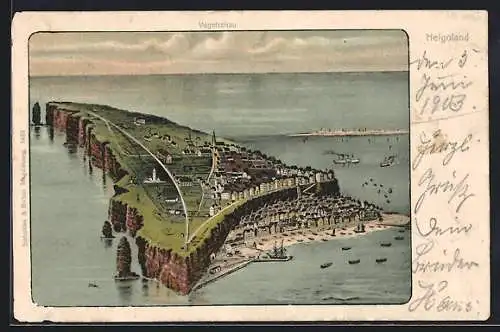 Lithographie Helgoland, Inselansicht