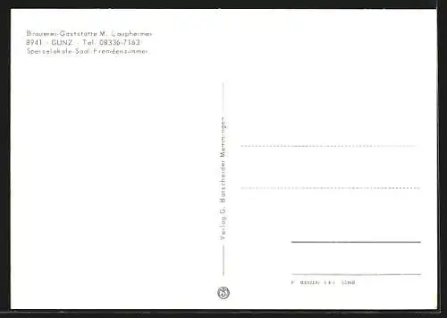 AK Günz / Memmingen, Brauerei-Gaststätte M. Laupheimer im Sonnenschein